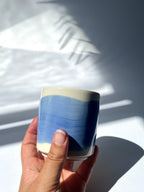 Porcelain cup - blue brushstroke